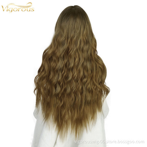 Vigorous 26inch Long Curly Synthetic Lace Front Wig Body Wave Hair Ombre Colorful Cosplay Synthetic Hair Wigs for Women